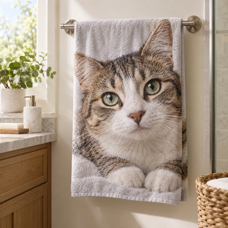 Handdoek met foto — voorbeeld van personalisatie